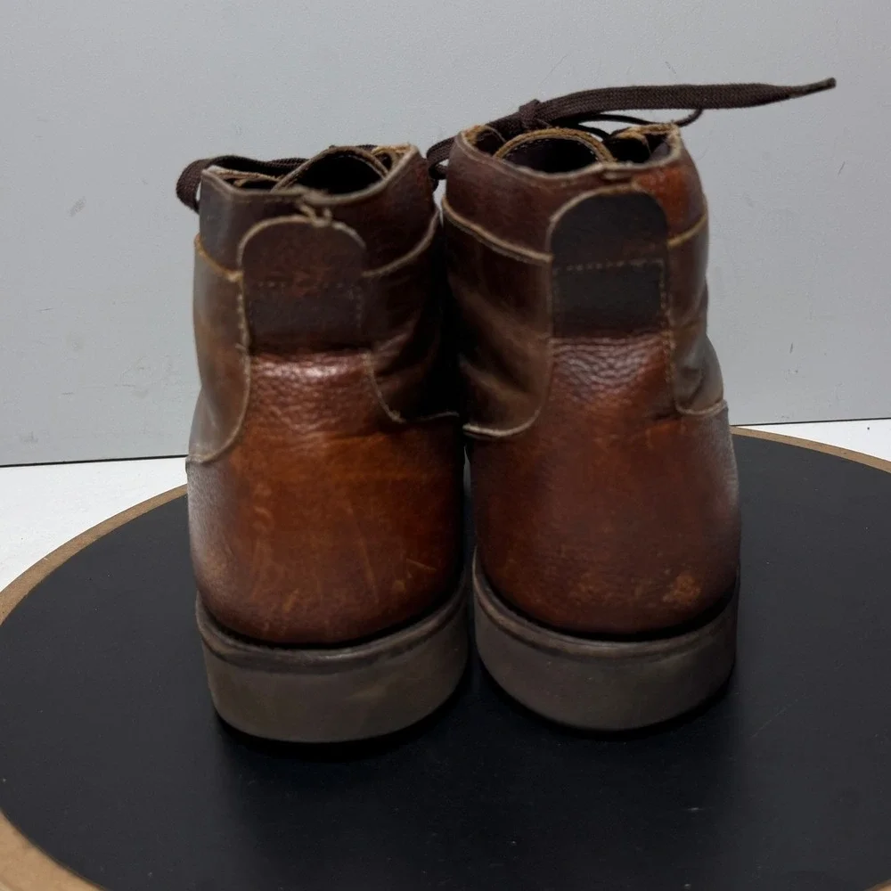 Allen Edmonds Cascade Boots Men 11 D Cap Toe Pebbled Leather Brown Workwear 7083